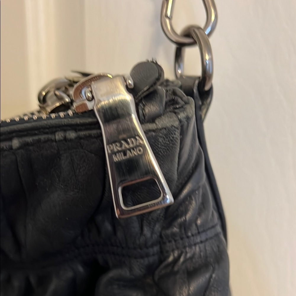 Prada Napa Gaufre Black Shoulder Bag authentic - Picture 7 of 15